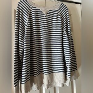 L.L. Bean Woman’s Navy and Gray Striped Crewneck Sweater